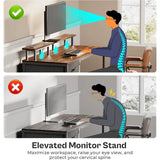 47 Inch Computer Desk with Builtin Power Outlets and Ambient LED Lights for Gaming and Office Use