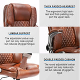 Brown Leather Office Chair with Flip up Arms, High Back Ergonomic Executive Office Chairs