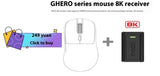 Incott Ghero Pro Wireless Mouse Dual Mode Paw3395 8k 2.4G Ergonomics TTC Golden Wheel