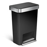 Hybrid Step Can, 45L/ 12 Gallon Rectangular Kitchen Trash Can, Liner Rim System