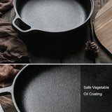 Cast Iron Skillet Pan with Dual Handles Non-Stick Round Griddle For Crepes And Pizza