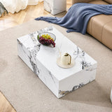 Rectangle Faux Marble Coffee Table MDF Living Room Tea Center TV Table