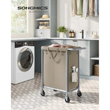 Laundry Basket with Wheels, 2-Section Rolling Laundry Hamper, 37 Gallons 140 L,Removable Liner,