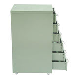 6Tier Metal File Cabinet W/ Lock and Wheels Cream Green File Organizer Box Storage Cabinet for Office