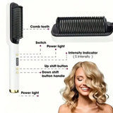3-minute fast ceramic straightening brush 3level temperature adjustment LED display negative ion technologyperfect