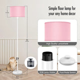 59" Pink Floor Lamp with Foot Switch, E26 Base Standing Light for Bedroom