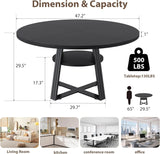 [ TABLE ONLY ] Round Dining Table for 4-6, 42" Farmhouse Kitchen Table with Storage
