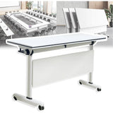 Durable Conference Tables with Lip Edge, Portable Rectangular Training Tables on Wheels