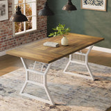 70.8 Inch Large Dining Table for 6-8, Industrial Wooden Kitchen Table