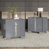 Nightstand Set of 2, Modern End Table with Drawers, High Gloss UV Finish