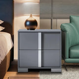 Nightstand Set of 2, Modern End Table with Drawers, High Gloss UV Finish