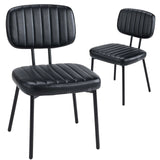 JHK Faux Leather Modern Dining Chairs Set of 2 Ergonomic Lumbar Support Foam Sponge Cushion Seat and Metal