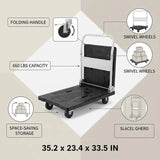 Foldable Push Cart Dolly, 660 lbs Capacity, Folding Platform Truck