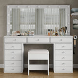 Bedroom Makeup Vanity Desk with Led Mirror, 13 Drawers