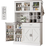 ANCTOR Kitchen Hutch Cabinet with Storage Tall Pantry Storage Cabinet with Glass Doors