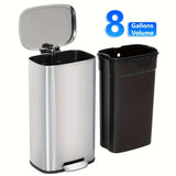 us13 Gallon Trash Can, 5L/30/50 Liter Kitchen Garbage Can Fingerprint Proof Stainless Steel with Removable Inner Bucket And Hinged Lids, Pedal Rubbish