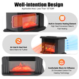350W Mini Electric Fireplace Adjust 15-32°C Heater with 3D Realistic Flame