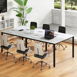 Large 94.5x48 Meeting Table for 8-10 People with Metal Edge, Cable Grommets