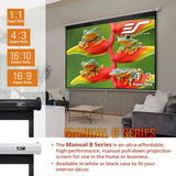 100 inch Manual Pull Down Projector Screen 16:9 4K 8K 3D HDR for Home
