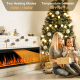 50" Smart Electric Fireplace Heater, Sleek Black, with Remote & Timer