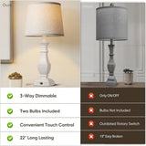 Dimmable Table Lamps Set of 2, Rustic Farmhouse Table Lamps for Bedroom