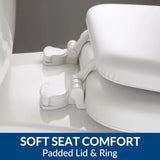 Padded Toilet Seat Cushioned Soft Vinyl over Wood Core Seat Secure