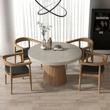 Round Extendable Dining Table with Pedestal Base, 39"-55" Expandable Dining Room Table