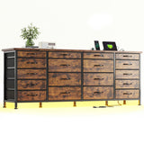 EnHomee Large Capacity 63 Inch Dresser w/ 18 Deep Drawers LED Lighting