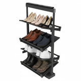 4 Tier Adjustable Height Retractable Metal Stackable Shoe Rack for Bedroom