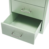 6Tier Metal File Cabinet W/ Lock and Wheels Cream Green File Organizer Box Storage Cabinet for Office