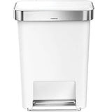 Hybrid Step Can, 45L/ 12 Gallon Rectangular Kitchen Trash Can, Liner Rim System