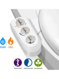 Toilet Seat Bidet with Self Cleaning Dual Nozzle, Hot and Cold Water Spray Non-Electric Mechanical