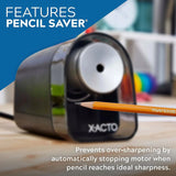 Heavy Duty Electric Pencil Sharpener, Quiet Motor, Pencil Saver, Auto-Reset