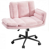 Criss Cross Chair with Wheels, Ergonomic Office Chair with Flip Armrests, Pet-Friendly Vanity Chair