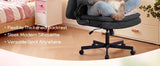 TCGBKAF Black Criss Cross Chair with Wheels&Flip-Up Arms, 25" Seat Cross Legged Office Chair with Flip-Up Back, Ergonomic Computer Desk Chair, Adjustable