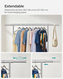 Clothes Rack with Wheels for Hanging Clothes, 17.7 x (36.2-52) x 63.6 Inch