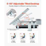 SucceBuy Kids Study Chair and Desk Set Study Desk and Chair for Kids with Table Lamp Adjustable Height  for Bedroom