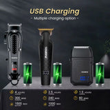 Solimpia Professional Hair Clipper 3-piece Set for Men Rechargeable Cordless Barber Clippers