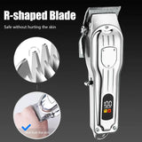 Cordless Hair Clippers for Men with LCD Display Rechargeable Wireless Hair Trimmer Kit in Silver