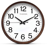 TIMESS 13-inch wood grain wall clock, perpetual calendar, silent timekeeping