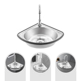Hand Wash Sink, Corner Basin Sink with Wall Bracket, Triangular Hand Basin Sink for