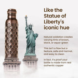 100% Copper Water Bottle 34 Oz Antique Black - Leak-Proof, Temperature Retention