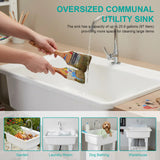 Freestanding Utility Sink W/ Washboard & Faucet Minimalist Dishwashing Sink Detachable