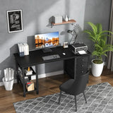 Gaming Desk with 4 abric Ders & Storage Shelves, 47 inch Computer Writing Work Study Desk