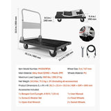 Foldable Push Cart Dolly, 660 lbs Capacity, Folding Platform Truck