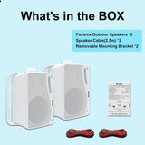 Herdio 3.5'' 2PCS Passive Outdoor Speakers Wired Waterproof 200W 3 Way Premium Mountable Wall Mount