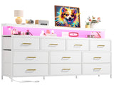 EnHomee 55" Wide Smart Dresser with LED Lights & Power Outlets