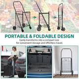 Folding Shopping Cart with Liner, Foldable Grocery Cart with Wheels for Seniors