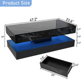 Modern Stylish Coffee Table w/ LED lights, Double-Layer Design for Living Room