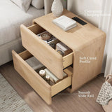 Nightstand Set of 2 with Charging Station, 23.6" Bedside Table with 2 Drawers